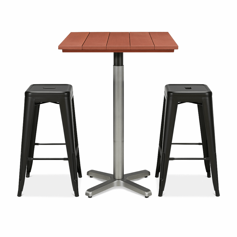 Merbau Bar Table Hire | Timber Cocktail Event Furniture